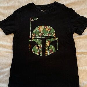 Old Navy Kids Black Tee with Camouflage Boba Fett Graphic
